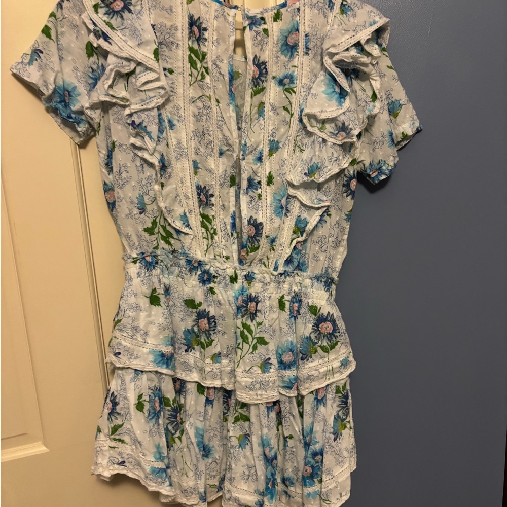 LoveShackFancy Blue and White Floral Lace Dress - Picture 2 of 3
